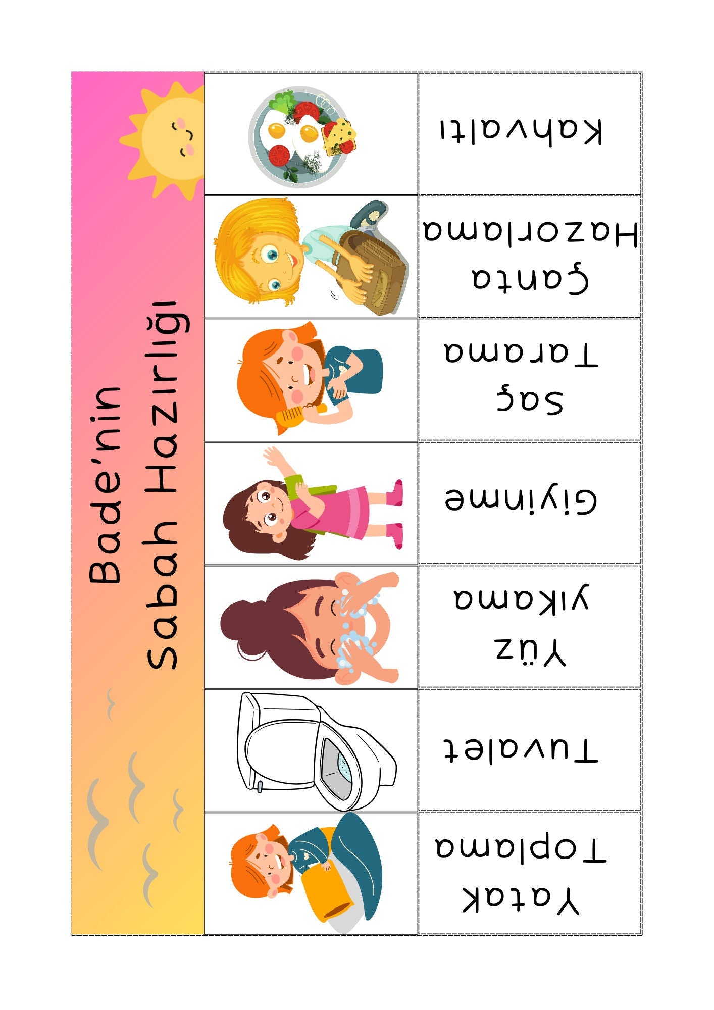 Editable Morning Routine Chart for Kids - Printable Folding Flip Visual Schedule, Daily Before School Checklist for Toddlers